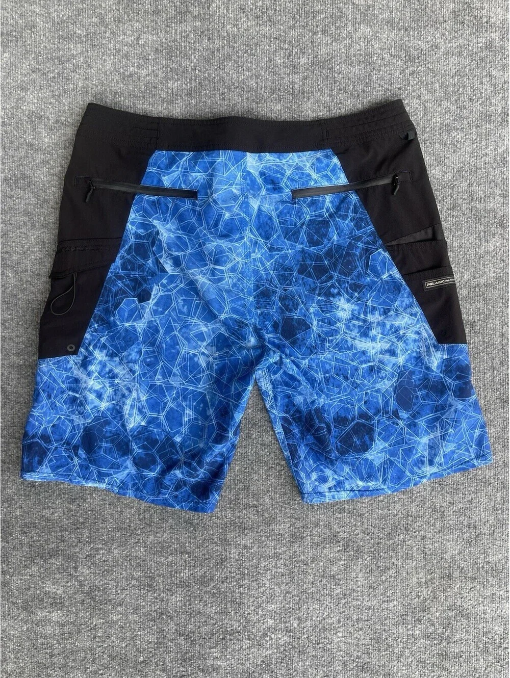 Pelagic Men’s Size 36 Blue Black High Performance Fishing Board Shorts Swim
